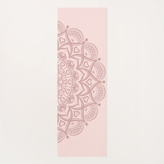 Modern Personalized Boho Mandala Blush Pink Yogamat (Achterkant)