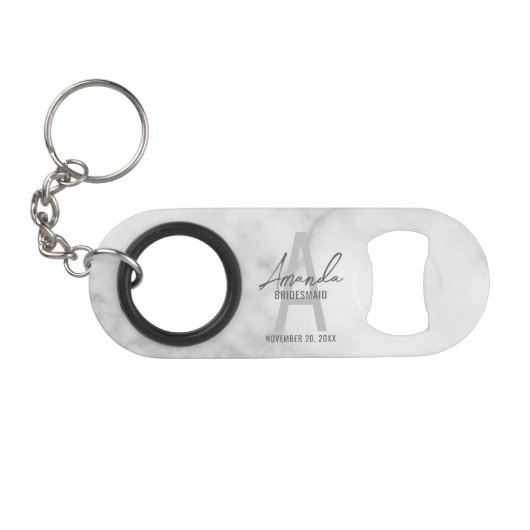 Modern Personalized Bridesmaid's Monogram and Name Mini Flessenopener (Voorkant (Horizontaal))