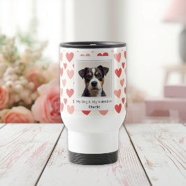 Modern Personalized Dog Valentine Travel Mug Reisbeker