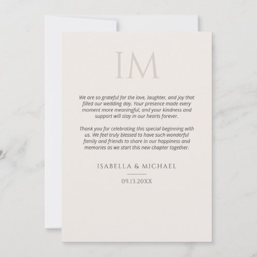 Modern Personalized Elegant Photo Wedding Bedankkaart (Achterkant)