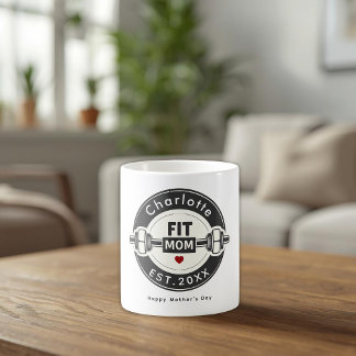 Modern Personalized Fit Mom Mothers Day Mug Koffiemok