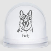 Modern Personalized German Shepherd Dog Christmas Sneeuwbol (Voorkant)