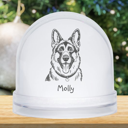 Modern Personalized German Shepherd Dog Christmas Sneeuwbol