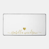 Modern Personalized Gold Heart Script Name  Bureaumat (Voorkant)