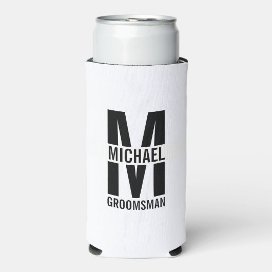 Modern Personalized Groomsmen Monogram and Name (Seltzer Voorkant)