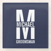 Modern Personalized Groomsmen Monogram and Name Glazen Onderzetter (Voorkant)