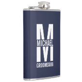 Modern Personalized Groomsmen Monogram and Name Heupfles (Rechts)