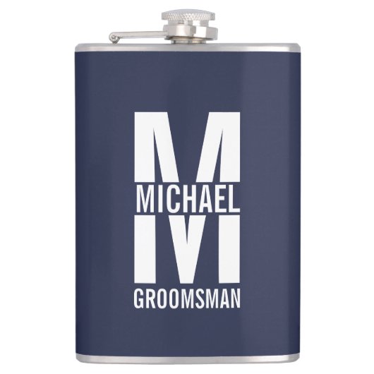 Modern Personalized Groomsmen Monogram and Name Heupfles (Voorkant)