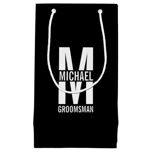 Modern Personalized Groomsmen Monogram and Name Klein Cadeauzakje (Voorkant)