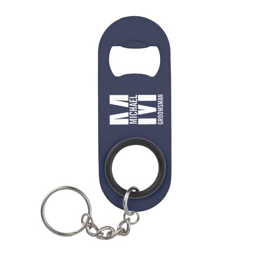 Modern Personalized Groomsmen Monogram and Name Mini Flessenopener (Voorkant)