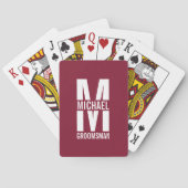 Modern Personalized Groomsmen Monogram and Name Pokerkaarten (Achterkant)