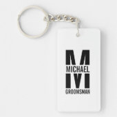 Modern Personalized Groomsmen Monogram and Name Sleutelhanger (Voorkant)