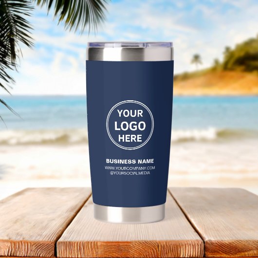 Modern Personalized Logo Navy Blue Business Geïsoleerde Drinkbeker (Strand (Gedraaid)  )