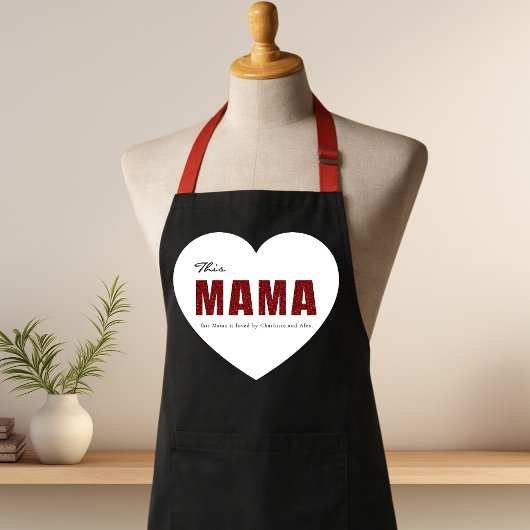 Modern Personalized Mama Heart Apron Schort