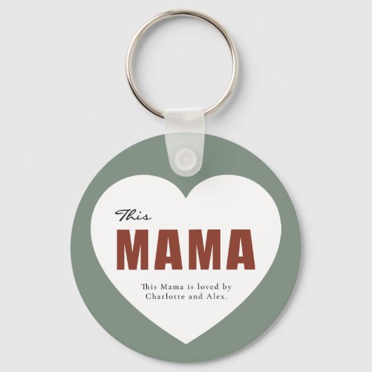 Modern Personalized Mama Heart Keychain (Achterkant)