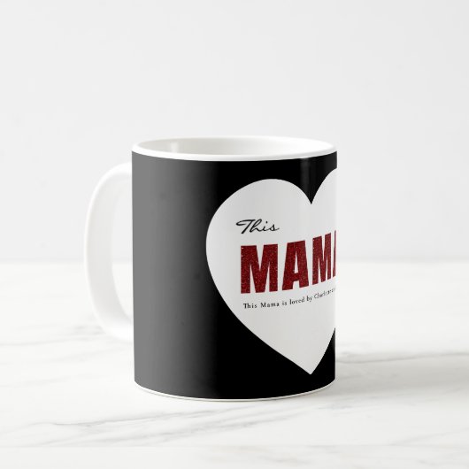 Modern Personalized Mama Heart Mug (Devant gauche)