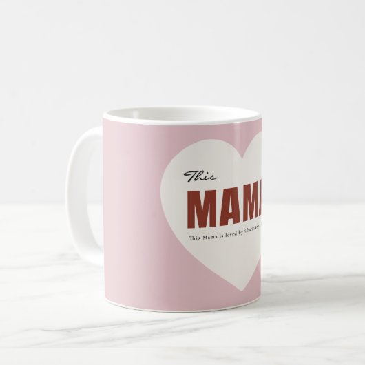 Modern Personalized Mama Heart Mug (Devant gauche)