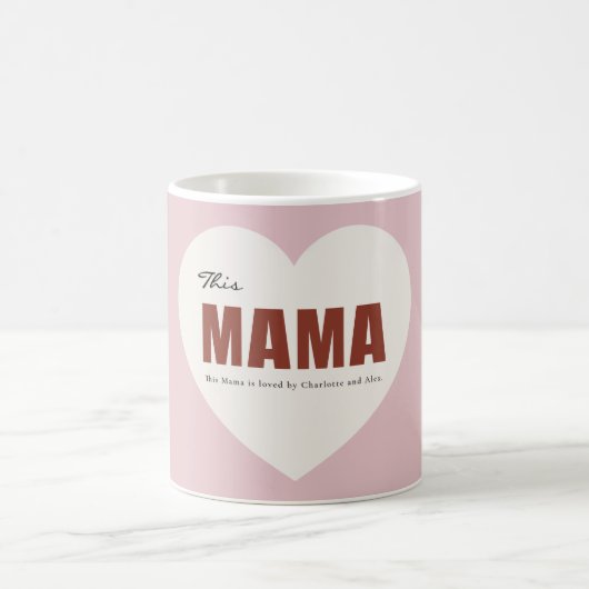Modern Personalized Mama Heart Mug (Centre)