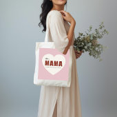 Modern Personalized Mama Heart Tote Bag