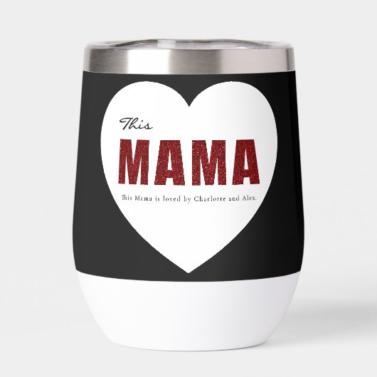 Modern Personalized Mama Heart Water Bottle (Arrière)