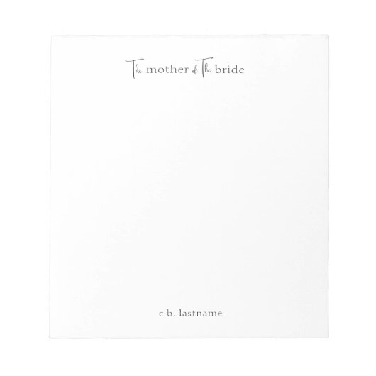 Modern Personalized Mother of the Bride Notepad Notitieblok (Voorkant)