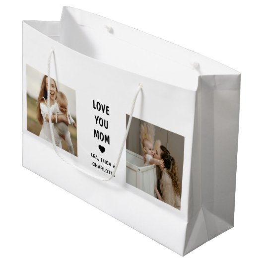 Modern Personalized Photo Gift for Mom Groot Cadeauzakje (Voorkant Gekanteld)