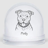 Modern Personalized Pitbull Dog Christmas Sneeuwbol (Voorkant)