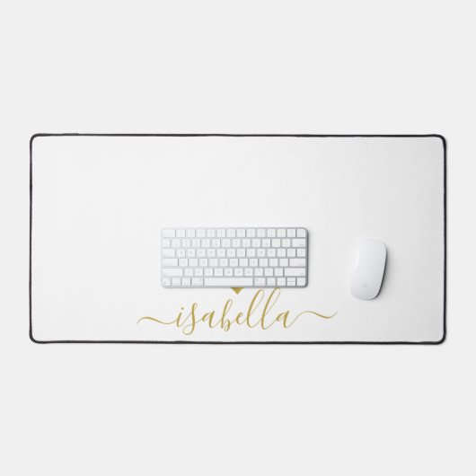Modern Personalized Script Name Gold Heart (Clavier et souris)