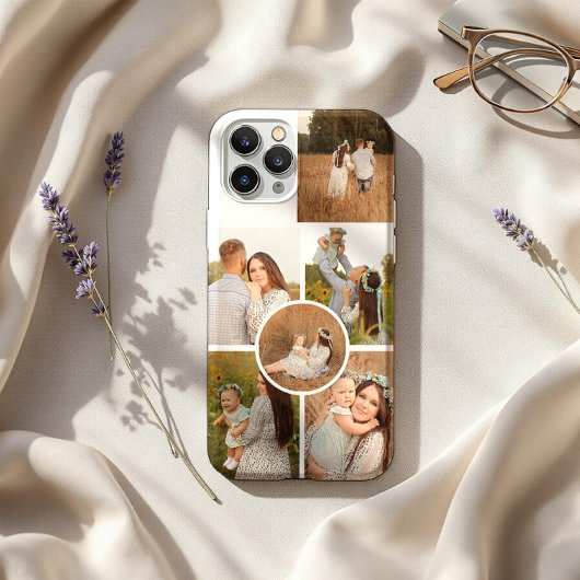 Modern Personalized Six Photo Collage  iPhone Hoesje