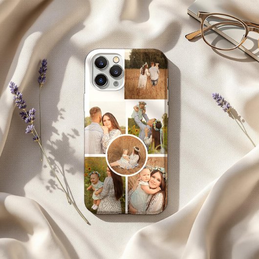 Modern Personalized Six Photo Collage  iPhone Hoesje