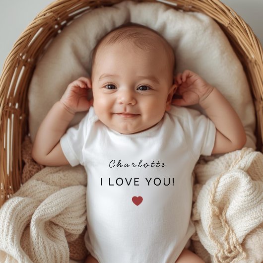 Modern Personalized Valentine Baby Bodysuit