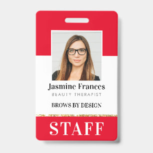 MODERN PERSONEEL FOTO ID werk chique ontwerp rood Badge