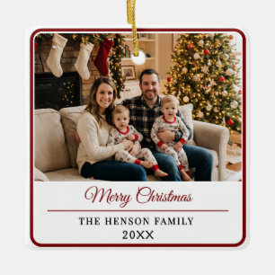 Modern Persoonlijk Familie Foto Prettig Kerstfeest Keramisch Ornament