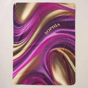 Modern Persoonlijke-Paarse Roze en Goud- Sherpa Deken