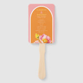 Modern Perzik Roze Sinaasappel Poppies Trouwprogra Handwaaier (Voorkant)