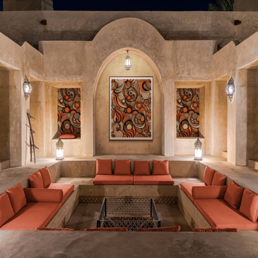 Modern Perzik Sinaasappel Abstract Patroon Poster