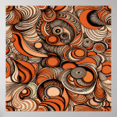 Modern Perzik Sinaasappel Abstract Patroon Poster (Voorkant)