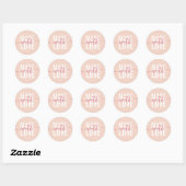 Modern perzik wit script gemaakt met liefde verpak ronde sticker (Vel)