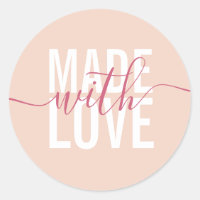 Modern perzik wit script gemaakt met liefde verpak