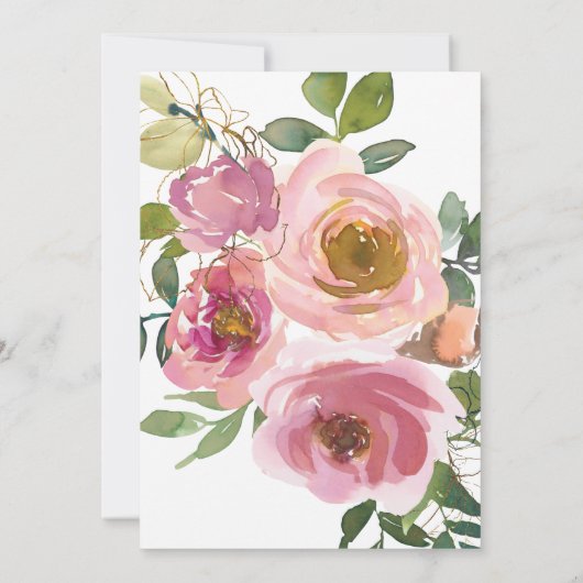 Modern Perzische Blush Waterverf Kaart (Achterkant)