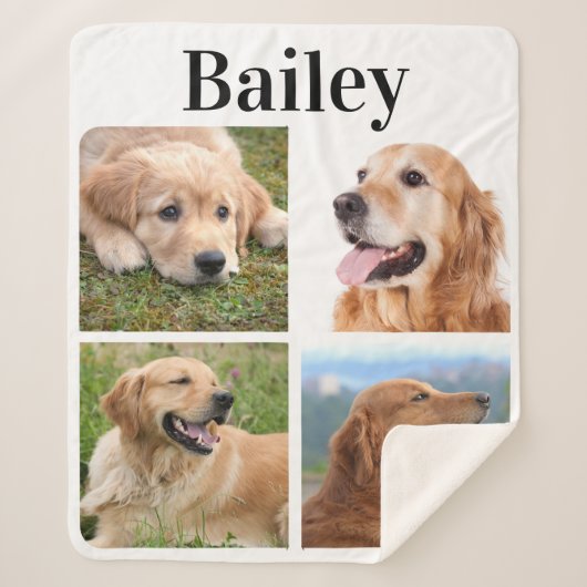 Modern Pet 4 Afbeelding Collage personaliseert Hon Sherpa Deken (Voorkant)