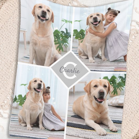 Modern Pet Dog 4 Foto Collage Fleece Deken