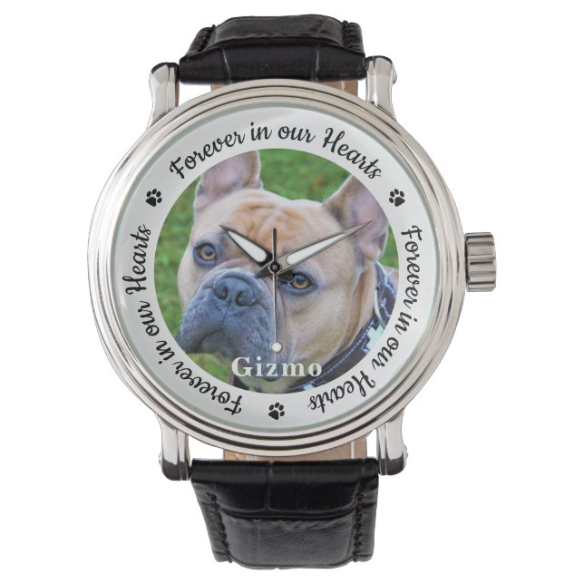 Modern Pet Dog Memorial - Aangepaste foto Horloge (Voorkant)