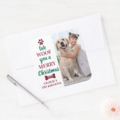 Modern Pet-foto, prettig kerstfeest van de hond Vierkante Sticker (Envelop)