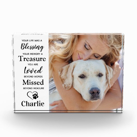 Modern Pet Loss Dog Memorial Personalized Afbeeldi Fotoblokken (Voorkant)