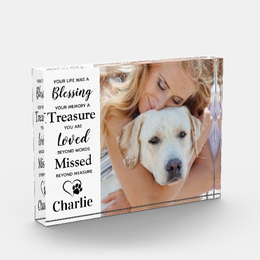 Modern Pet Loss Dog Memorial Personalized Afbeeldi Fotoblokken (Links)