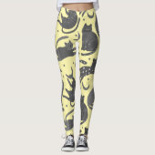 Modern Pet Lover Cream And Grey Kitten Cat Pattern Leggings (Voorkant)