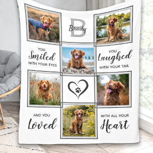 Modern Pet Memorial Custom Dog Photo Collage Fleece Deken