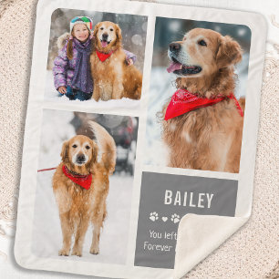 Modern Pet Memorial Photo Collage Sherpa Deken