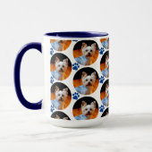 Modern Pet Photo Blue Paw Print Patroon Mok (Links)
